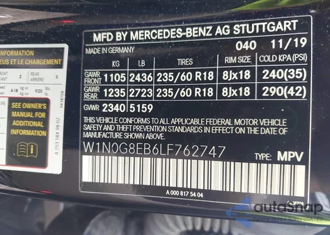 2020 Mercedes-Benz Glc 300 4Matic from USA, damaged, VIN W1N0G8EB6LF762747